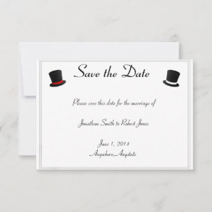 Save The Date Top Chapeaux et Bow Cravates Gay Wedding Enregistr