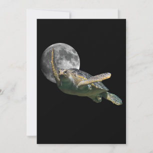 Save The Date Tortue de mer de la lune cosmique nager dans l'esp