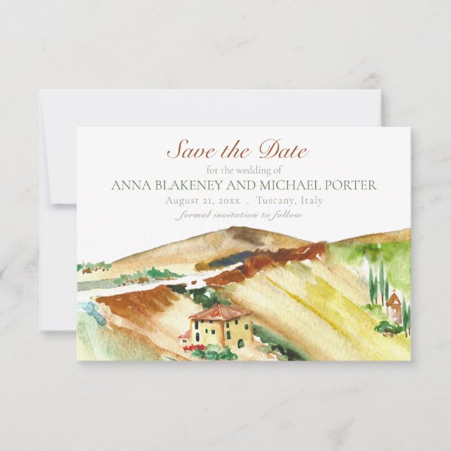 Save The Date Toscane Italie Enregistrez la Date Mariage de Dest (Devant)