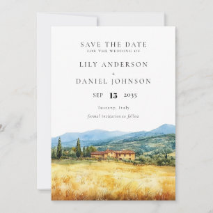 Save The Date Toscane Italie Mariage Aquarelle Campagnard Rustiq