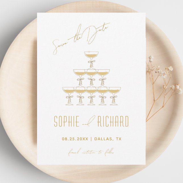 Save The Date Tour de champagne à fontaine pour mariage coquette (Créateur téléchargé)