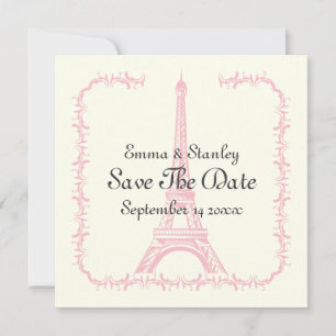 Save The Date Tour Eiffel rose mariage Paris Enregistrer la date