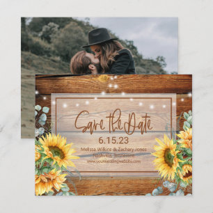Save The Date Tournesol en bois rustique Photo Enregistrer la da