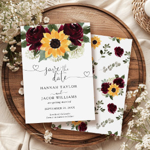 Save The Date Tournesol Rose Mariage rustique