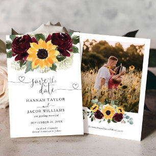 Save The Date Tournesol Rose photo Mariage rustique