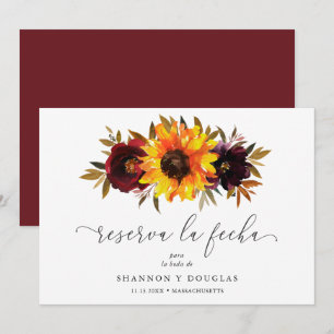 Save The Date Tournesol Rose Rouge violet Russe automne espagnol
