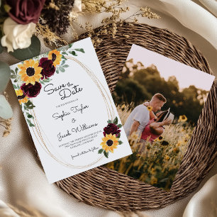 Save The Date Tournesol rustique et Mariage photo Rose