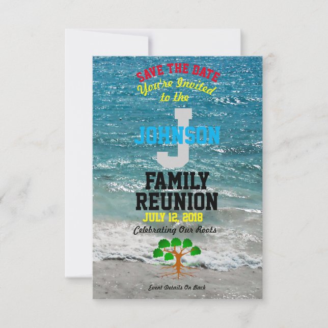 Save The Date Tout nom Réunion de famille tropicale avec n'impor (Devant)