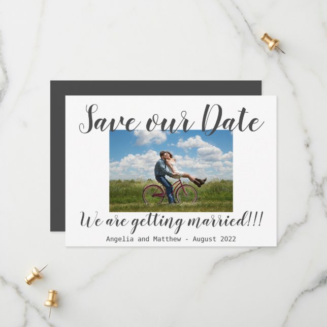 Save The Date Tout Simplement Moderne Nous Nous Marions Photo (Devant/Arrière en situation)