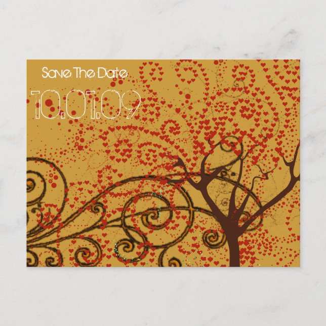 Save the Date- Tree Swirls - Announcement Postcard (Front)