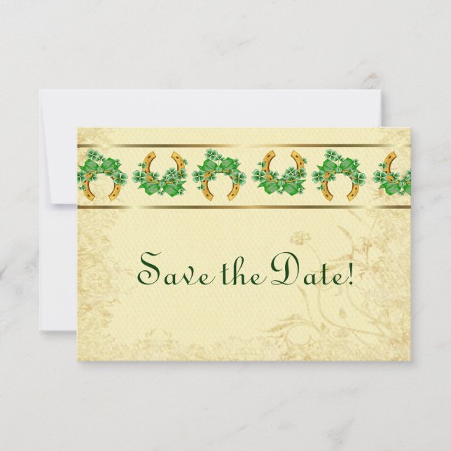 Save The Date Trèfles et Or Irlandais Sauvegarder la Date (Devant)