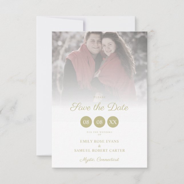 Save The Date Trendy Transparency Effect Elegant Photo Wedding (Devant)