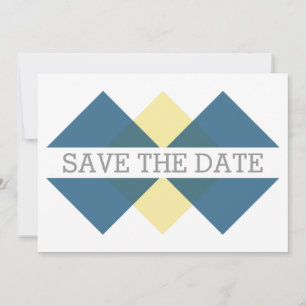 Save The Date Triade géométrique jaune bleu Enregistrer l'Invita