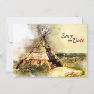 Save The Date Tribal Tipi et Heart Arrow Boho Teepee Mariage
