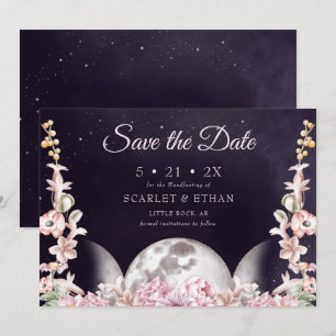 Save The Date Triple Lune rose & violet Floral Handfasting