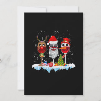Save The Date Trois Lunettes De Vin Feux De Noël Santa Hat x