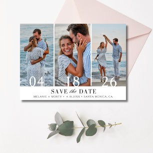 Save The Date Trois photos Collage Mariage Enregistrer la date