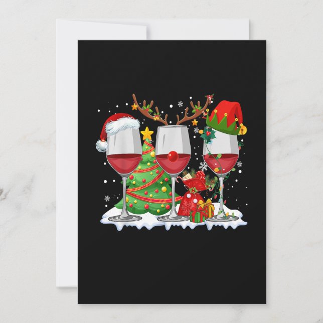 Save The Date Trois Verre De Vin Rouge Drôle Boisson De Noël (Devant)