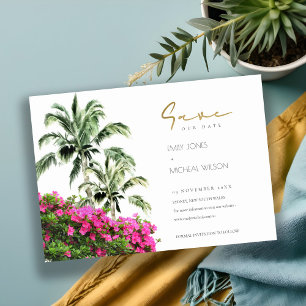 Save The Date Tropical Arbre à Papier Bougainville Rose Vert