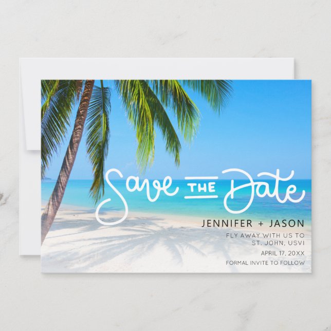 Save The Date Tropical Beach Destination Wedding Enregistrer la  (Devant)