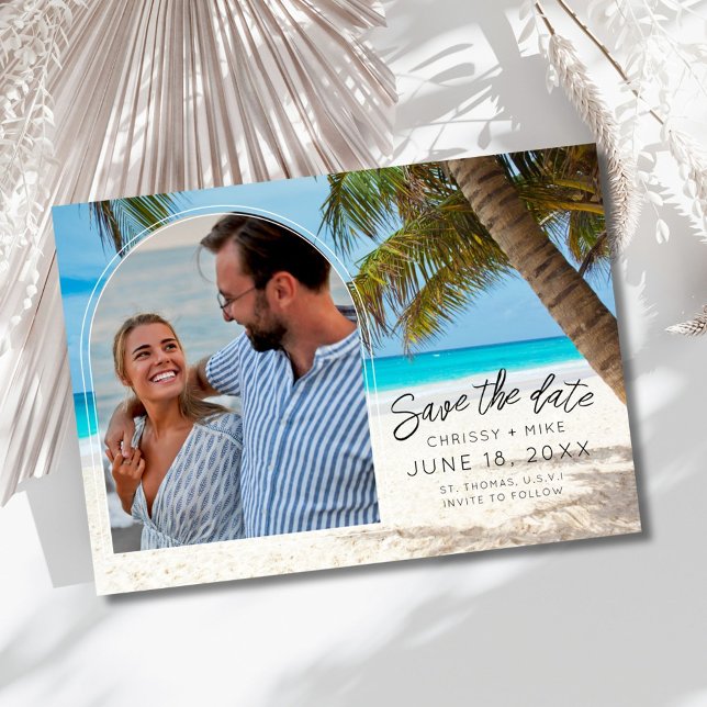 Save The Date Tropical Beach Photo Destination Wedding  (Tropical Beach Photo Destination Wedding Save The Date)