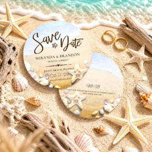 Save The Date Tropical Beach Wedding Starfish Enregistrer la car