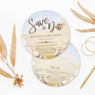 Save The Date Tropical Beach Wedding Starfish Enregistrer la car