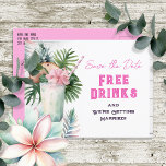 Save the Date Tropical Free Drinks Wedding  Postcard<br><div class="desc">Adult themed Hawaiian tropical beach floral watercolor graphic funny wedding save the date. 
Custom,  personalized</div>