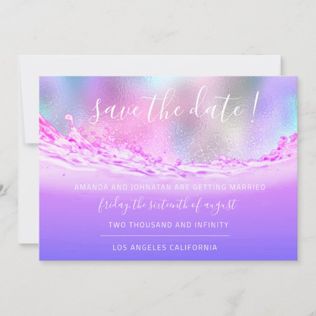 Save The Date Tropical Ocean Purple Pastels (Front)