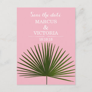 Save The date Tropical Palm Frond Leaf Wedding Announcement Postcard