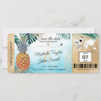 Save the Date Tropical Pineapple Boarding Pass