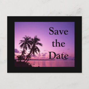 Save the date Tropical Purple Announcement Postcard