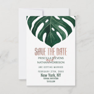 Save The Date Tropical Swiss Cheese Rose Mariage or