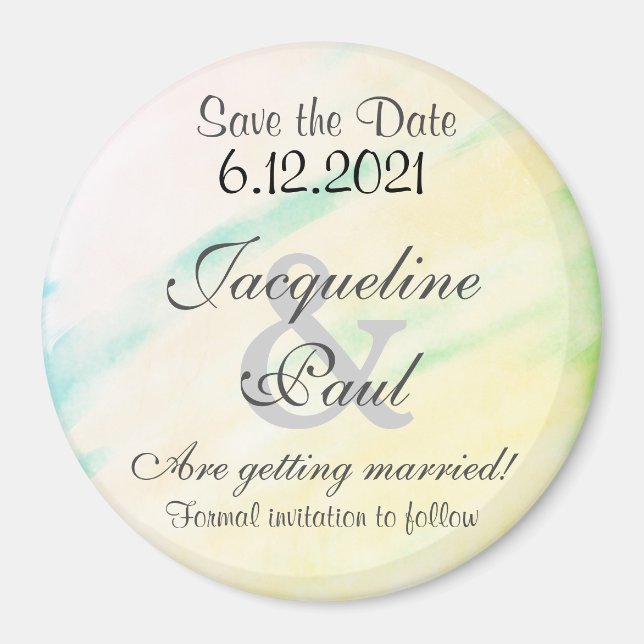 Save the Date Tropical Watercolor Magnets (Front)