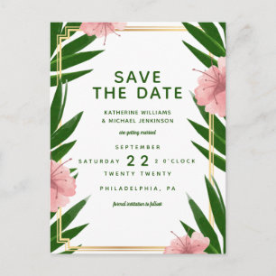 Save The Date Tropical Wedding Postcard