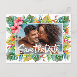 Save The Date Tropical Wedding Postcard