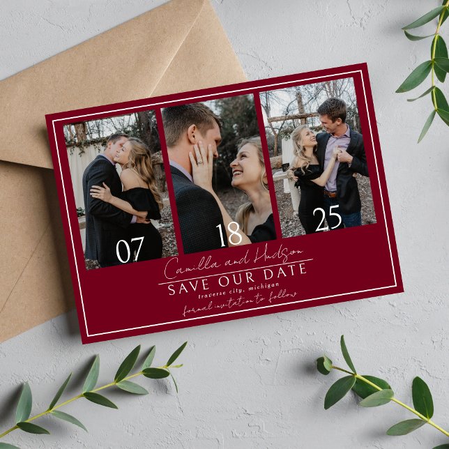 Save The Date True Simplicity 4 | Burgundy | Wedding (Créateur téléchargé)