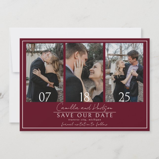 Save The Date True Simplicity 4 | Dark Burgundy | Wedding (Devant)