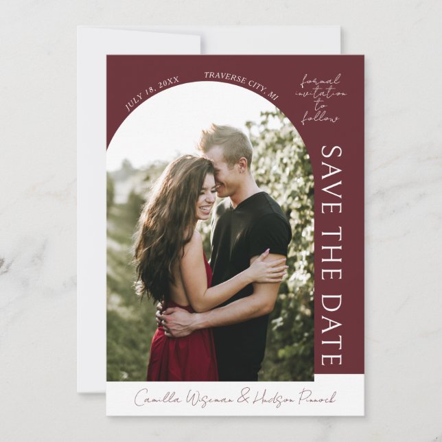 Save The Date True Simplicity 4 Modern Burgundy (Devant)