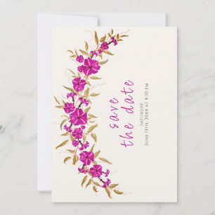 Save The Date Trumpet sauvage violet Vin Fleur Jardin Mariage