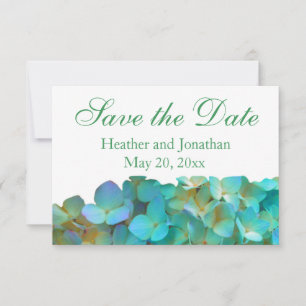 Save The Date Turquoise bleu jaune rose hydrangée fleurs florale