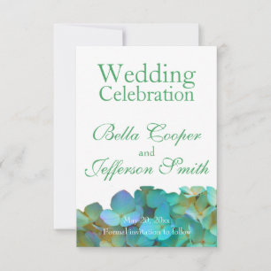 Save The Date Turquoise bleu jaune rose hydrangée fleurs florale