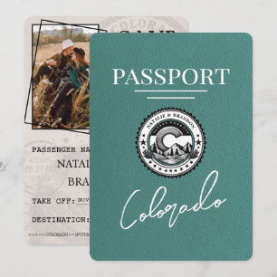 Save The Date Turquoise Colorado Passeport Enregistrer La Date