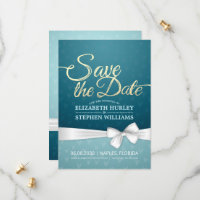 Turquoise Gold & White Ribbon Script Enregistrer L