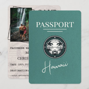 Save The Date Turquoise Hawaii Passeport Enregistrer La Date