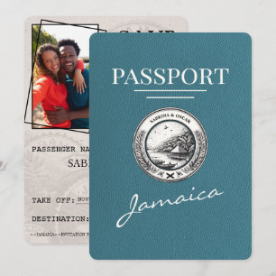 Save The Date Turquoise Jamaica Passport Enregistrer La Date