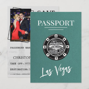 Save The Date Turquoise Las Vegas Passeport Enregistrer La Date