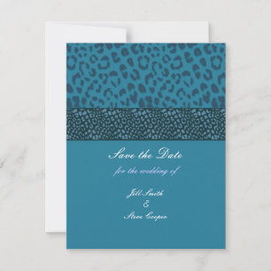 Save The Date Turquoise Leopard Motif Enregistrer la date
