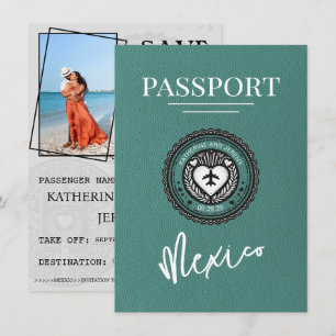 Save The Date Turquoise Mexique Passeport Enregistrer La Date