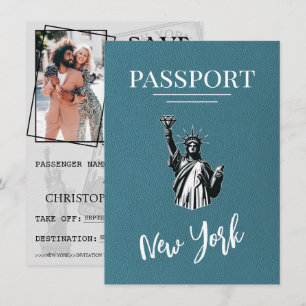 Save The Date Turquoise New York City Passeport Enregistrer La D